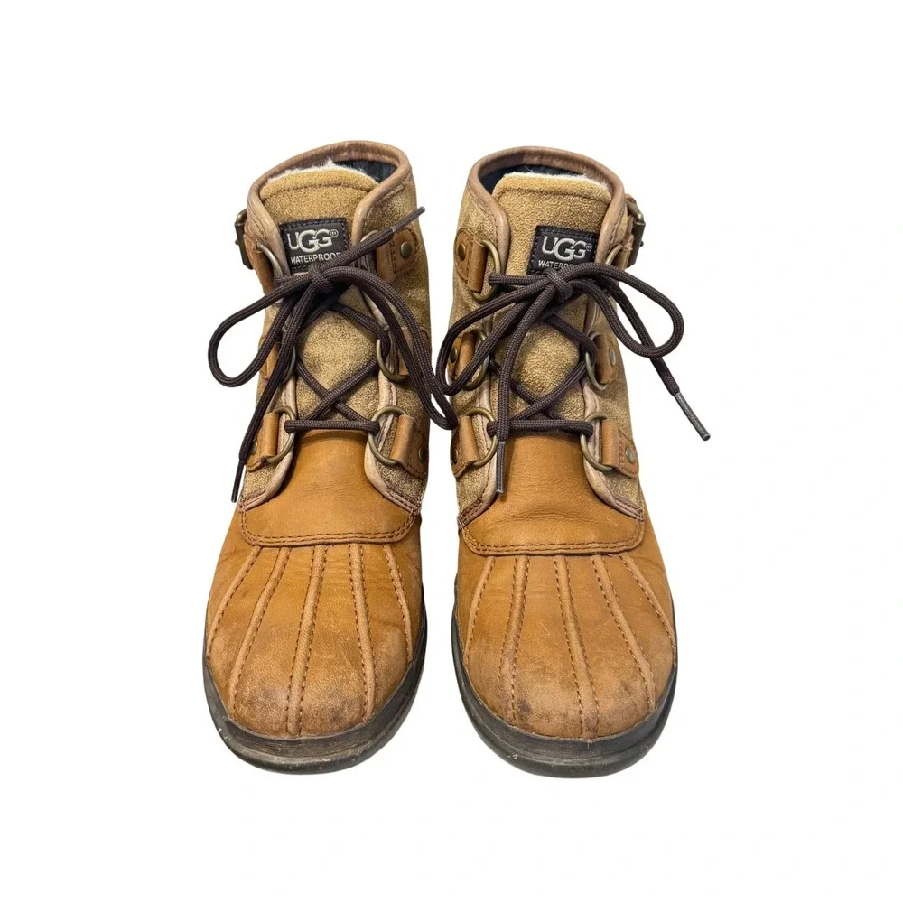UGG Cecile Waterproof Duck Ankle Boots Lace Up Buckle Fur‎ Lined Women's Size
7 - Picture 5 of 11